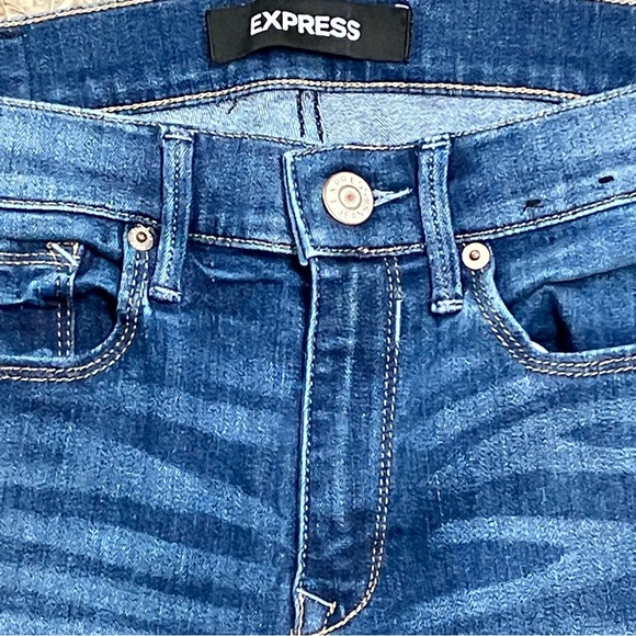 EXPRESS Mid Rise Legging Jeans Womens Sz 4R Med Wash Blue Stretch Denim Skinny - Picture 10 of 13